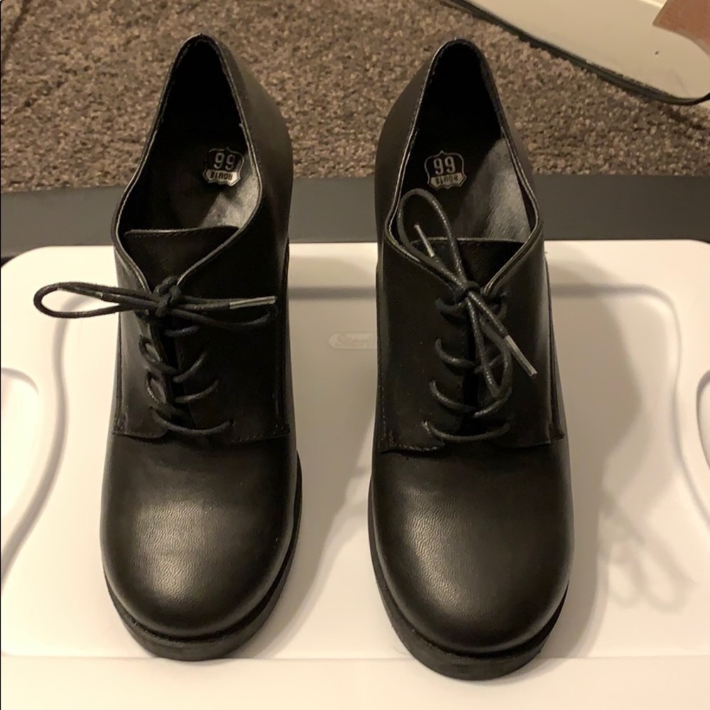 Black leather booties